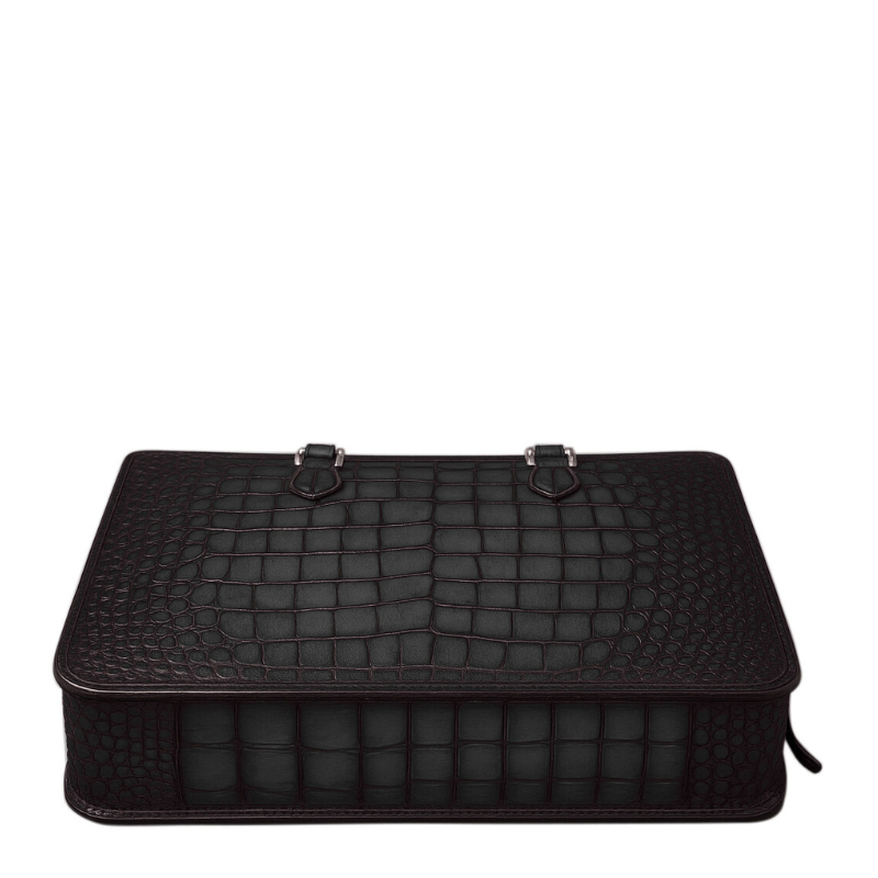 Men's Original Luxury Black Crocodile Leather Briefcase Bag