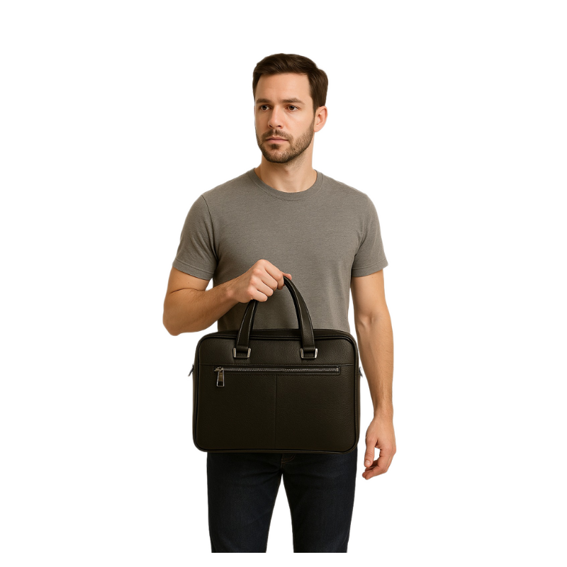Luxury Textured stylish Leather Black Briefcase Bag
