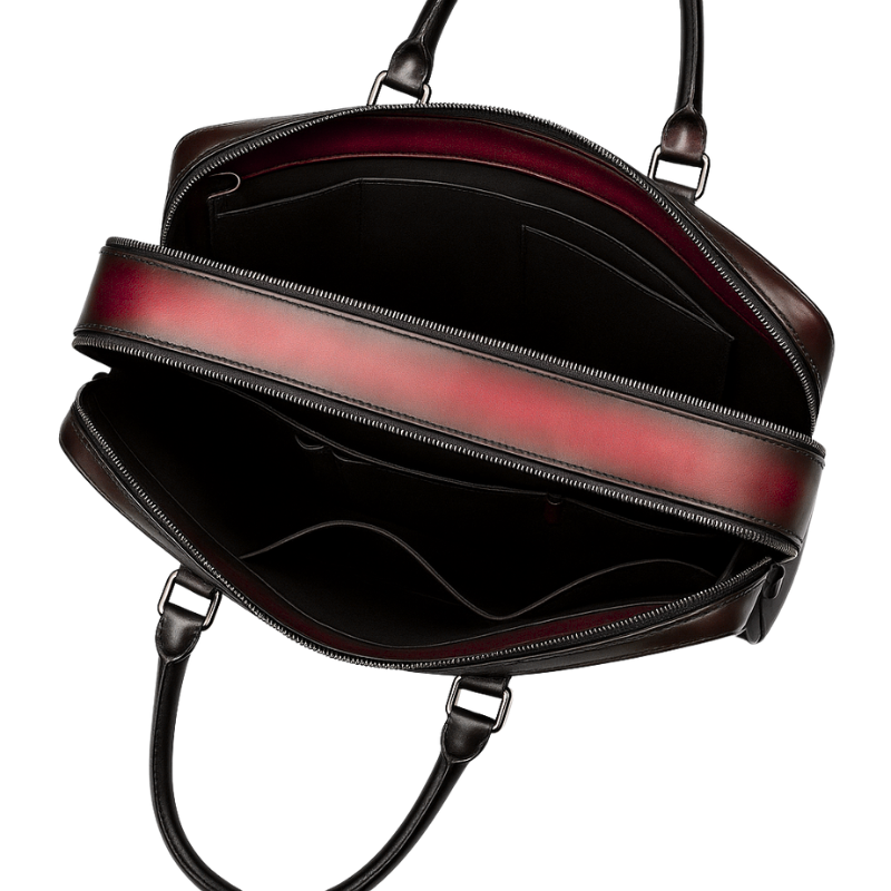 Men's Italian Multifunctional Leather Luxury Brown Briefcase Bag