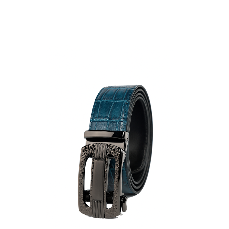 Croco Leather Sky Blue Strap Belt with Grey Textured Autolock BuckleUp Edition