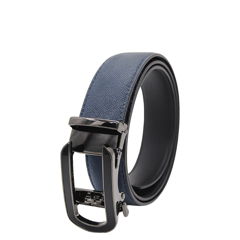 Blue Leather EdgeFrame Ratchet Belt with Autolock BuckleUp Edition