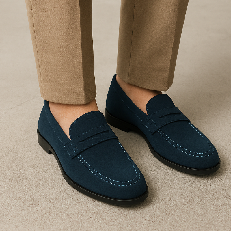 Italian Suede Penny Brown Loafer for Men's