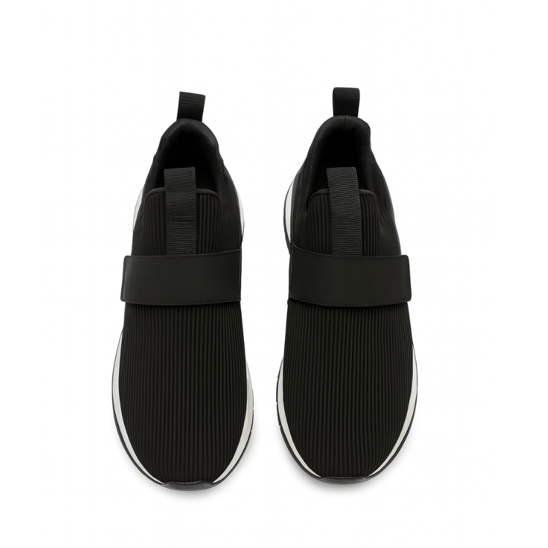 Men's Black Woven Design Slip-On Sneaker