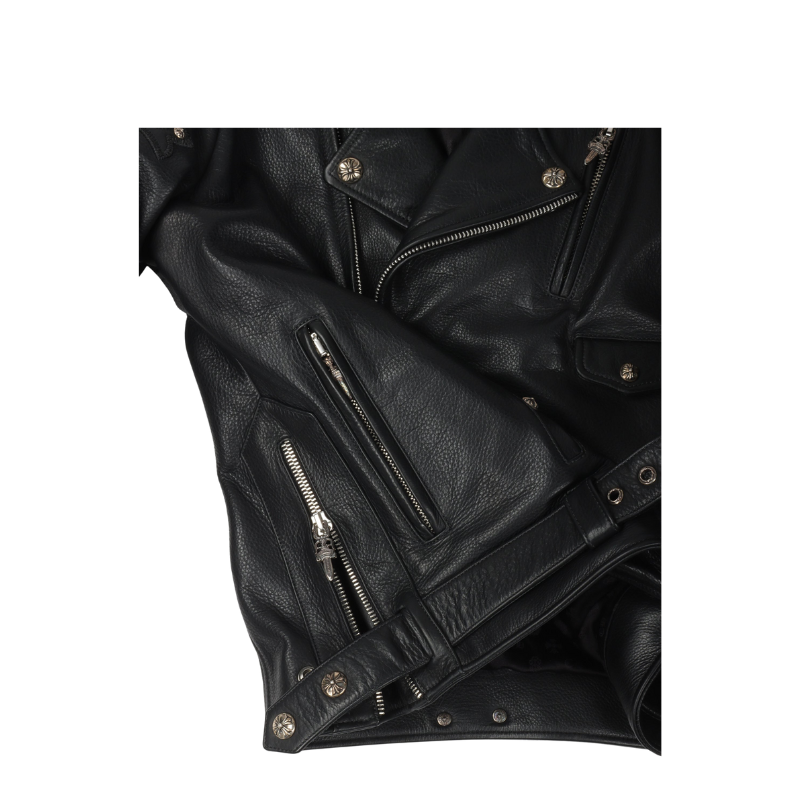 Chrome Hearts Cross Patch Leather Biker Jacket