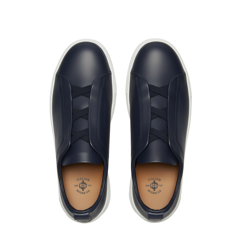 Luxury Edition Triple Stitch Leather Black Sneaker for Men's