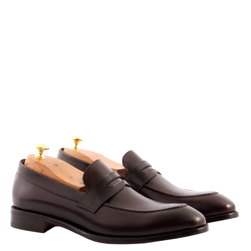 Men's Slip-On Burgundy Shoe with Stacked Heel