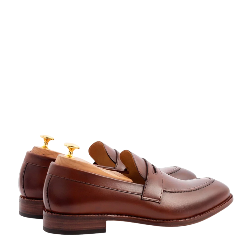 Men's Slip-On Tan Shoe with Stacked Heel