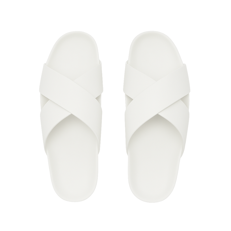 Men's Cross Strap Suede White Comfort Slipper