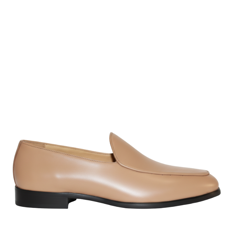 Luxury Leather Light Tan Slip On Ivory Design Loafers