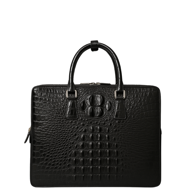 Luxury Croco Leather Brown Men's Luxury Briefcase Casual Bag