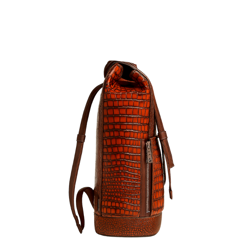 Luxury Sleek Croc Embossed Leather Backpack