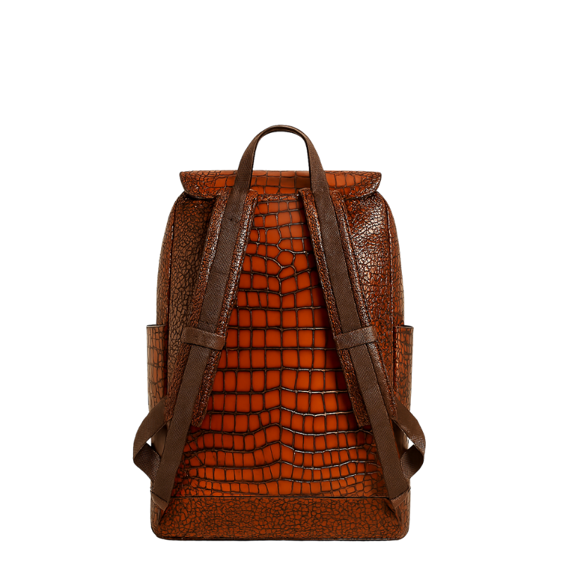 Luxury Sleek Croc Embossed Leather Backpack