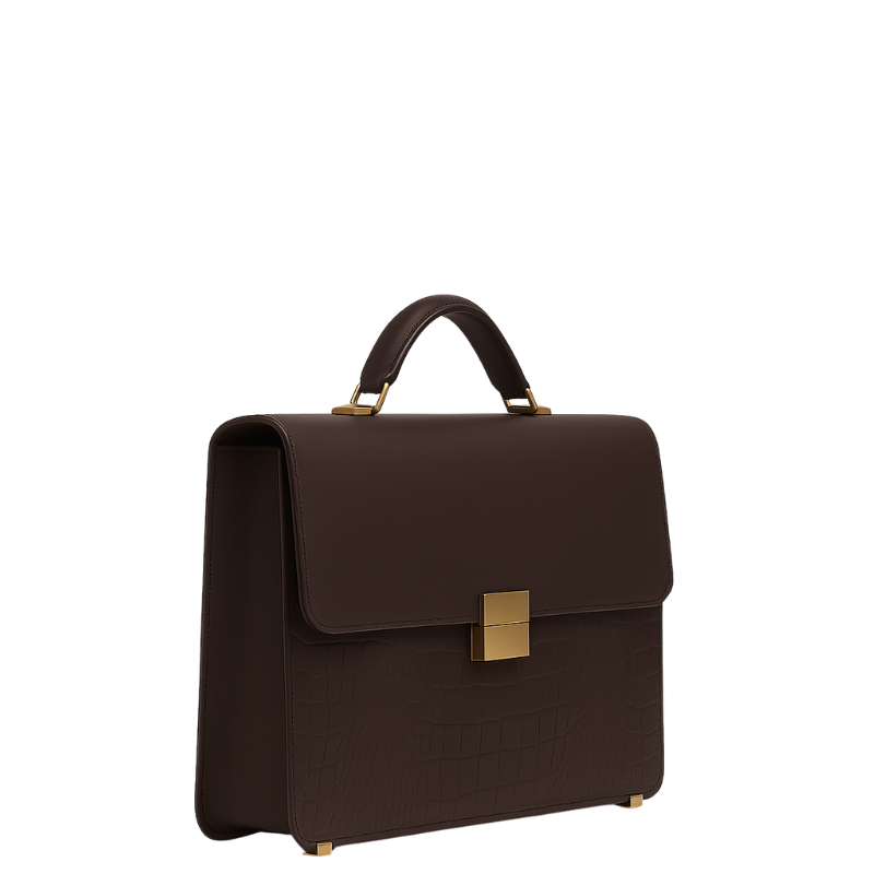 Luxurious Burgundy Crocodile Textured Briefcase