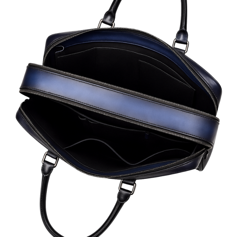 Men's Italian Multifunctional Leather Luxury Brown Briefcase Bag