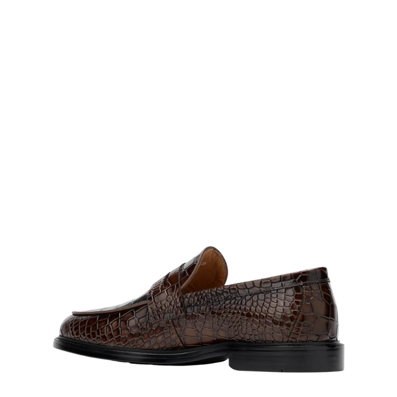 Croco Leather Printed Loafer Brown