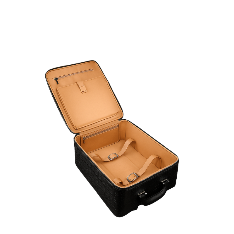 Premium Crocodile & Alligator Leather Brown Trolley Travel Bag