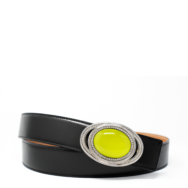 Cat's Eye Aura Silver Stones Regal Buckle