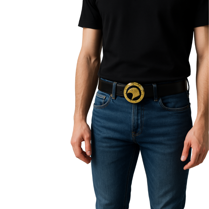 Golden Inbuilt Stone Circle Whisperwind Head Buckle