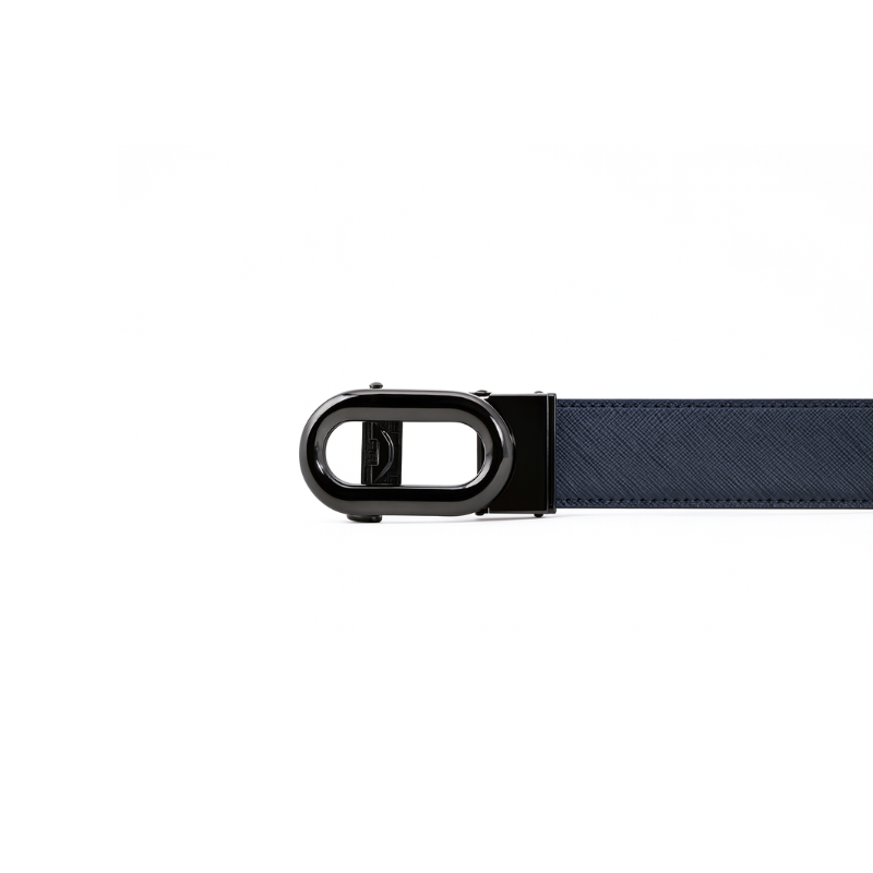 Croco Texture Leather Blue Strap Belt with Sleek Frame Autolock Buckle