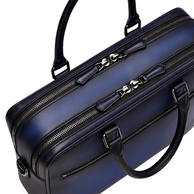 Men's Italian Multifunctional Leather Luxury Brown Briefcase Bag