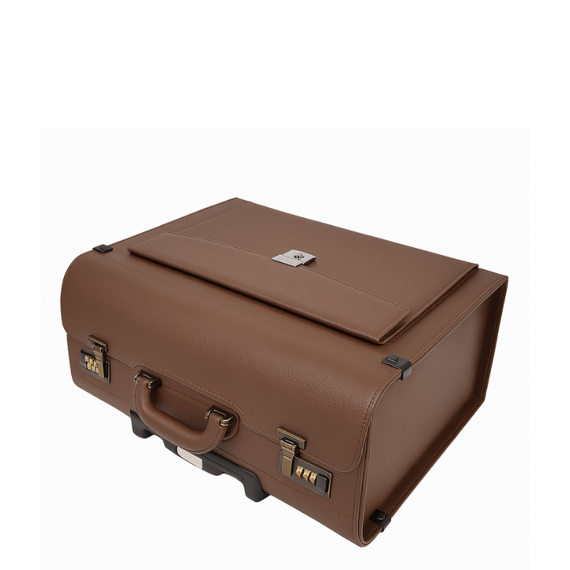 Premium Edition Italian Four Wheel Leather Brown Trolley Bag