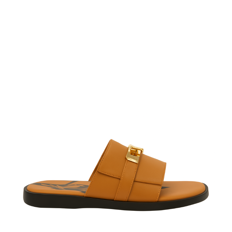 Men's Leather Tan Slip-On Casual Slider
