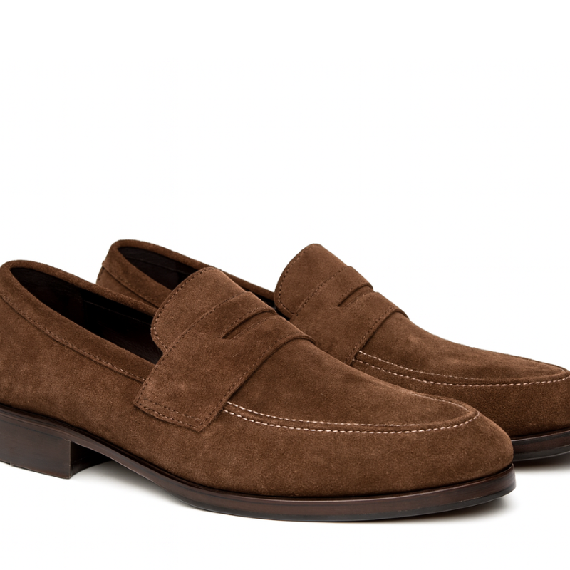 Men’s Brown Suede Slip-On Penny Loafer