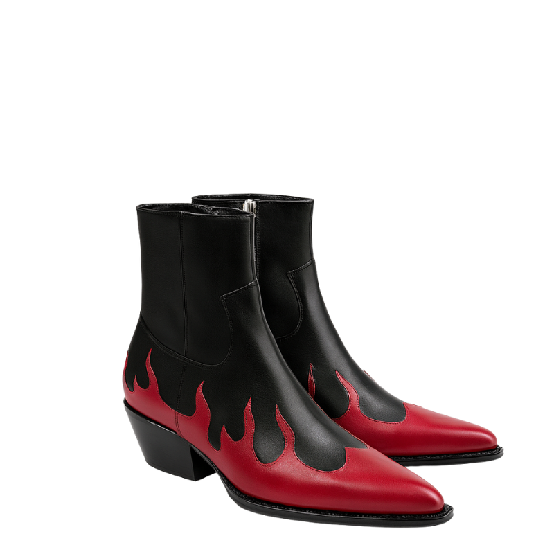 Men's Leather Dual Tone Flamecrest Pointed Ankle Boots