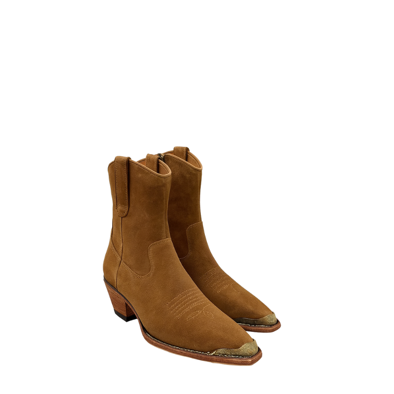 Men's Suede Leather Brown With Side Zipper Boots