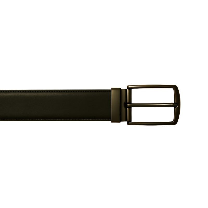 Plain Leather Black Strap Reversible Belt with Autolock Grey Frame Buckle