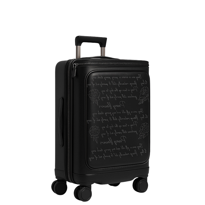 Milano Prestige Blue Leather Printed Trolley Case Travelling Luggage Bag