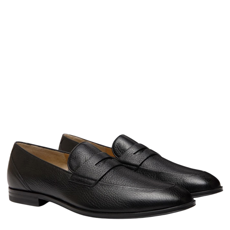 Classic Brown Penny Loafer with Textured Leather