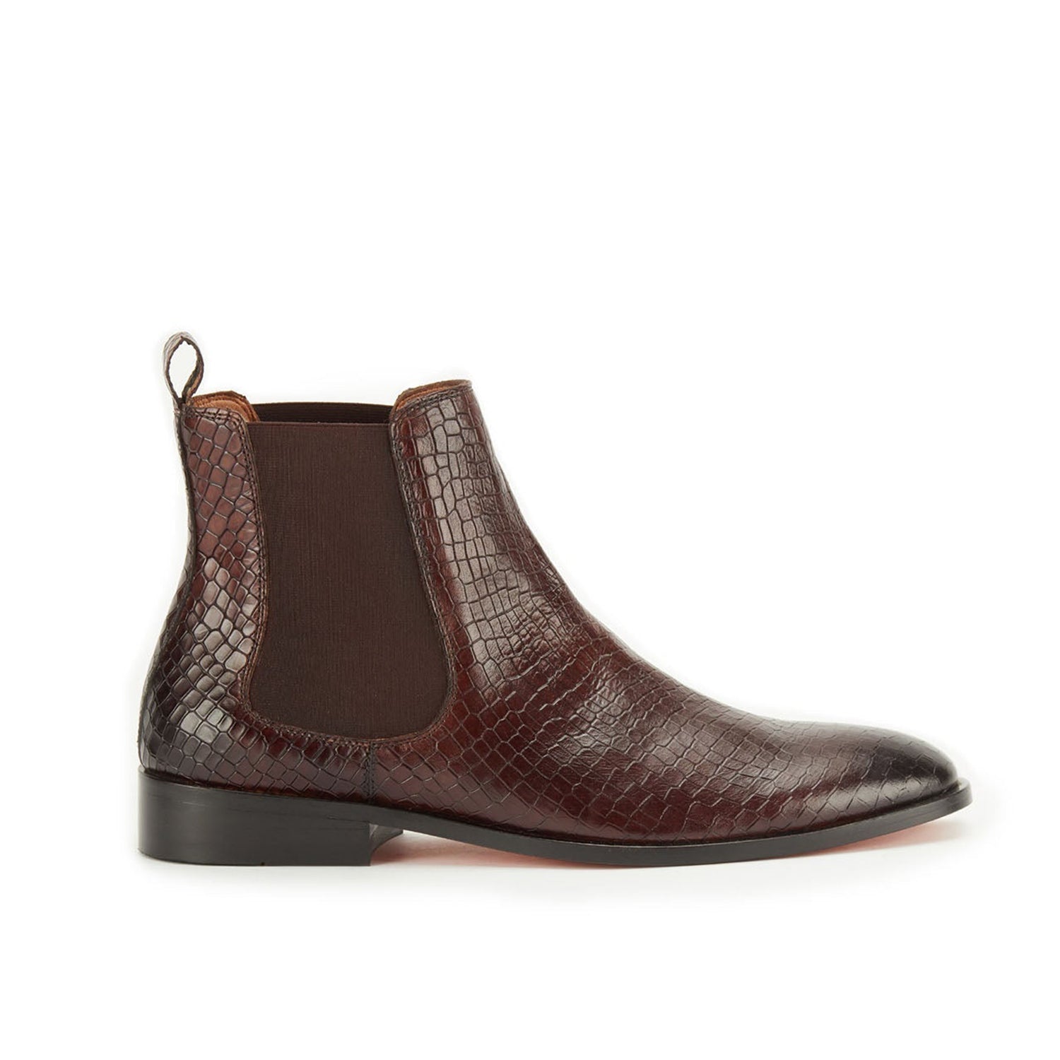 Coffee Croco Leather Boots