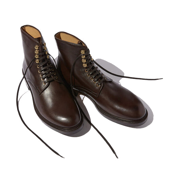 Derby High Ankle Dark Brown Colored Leather Boots