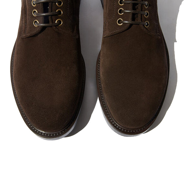 Derby High Ankle Dark Brown Colored Suede Leather Boots