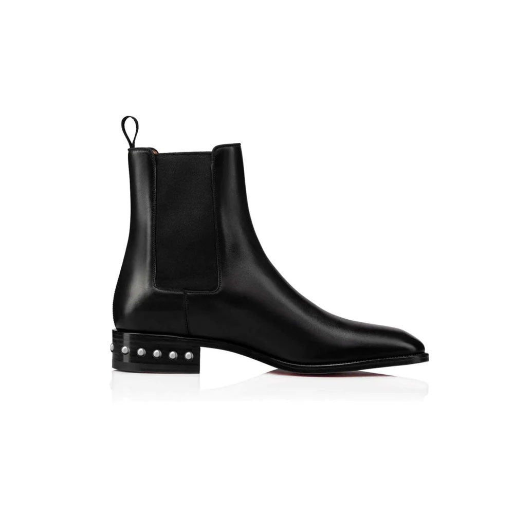 Coal Leather silver Studded Chelsea Boots