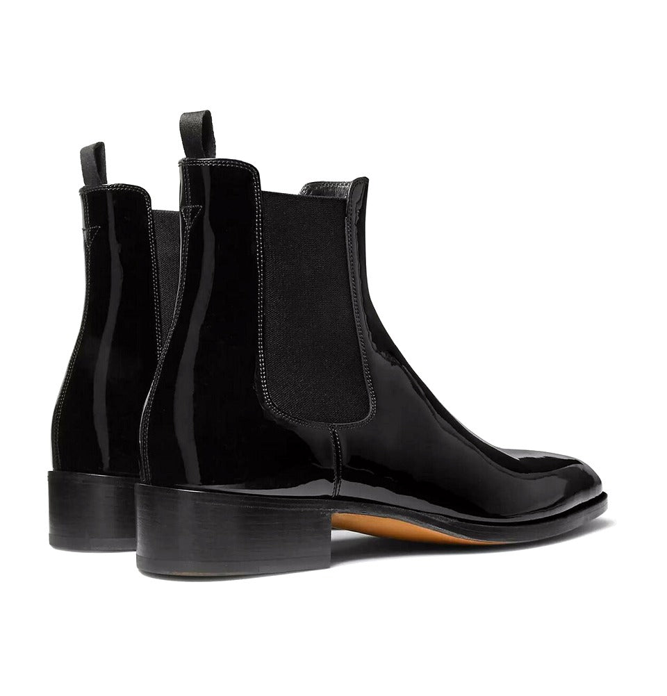 Hainaut Patent-Leather Chelsea Boots