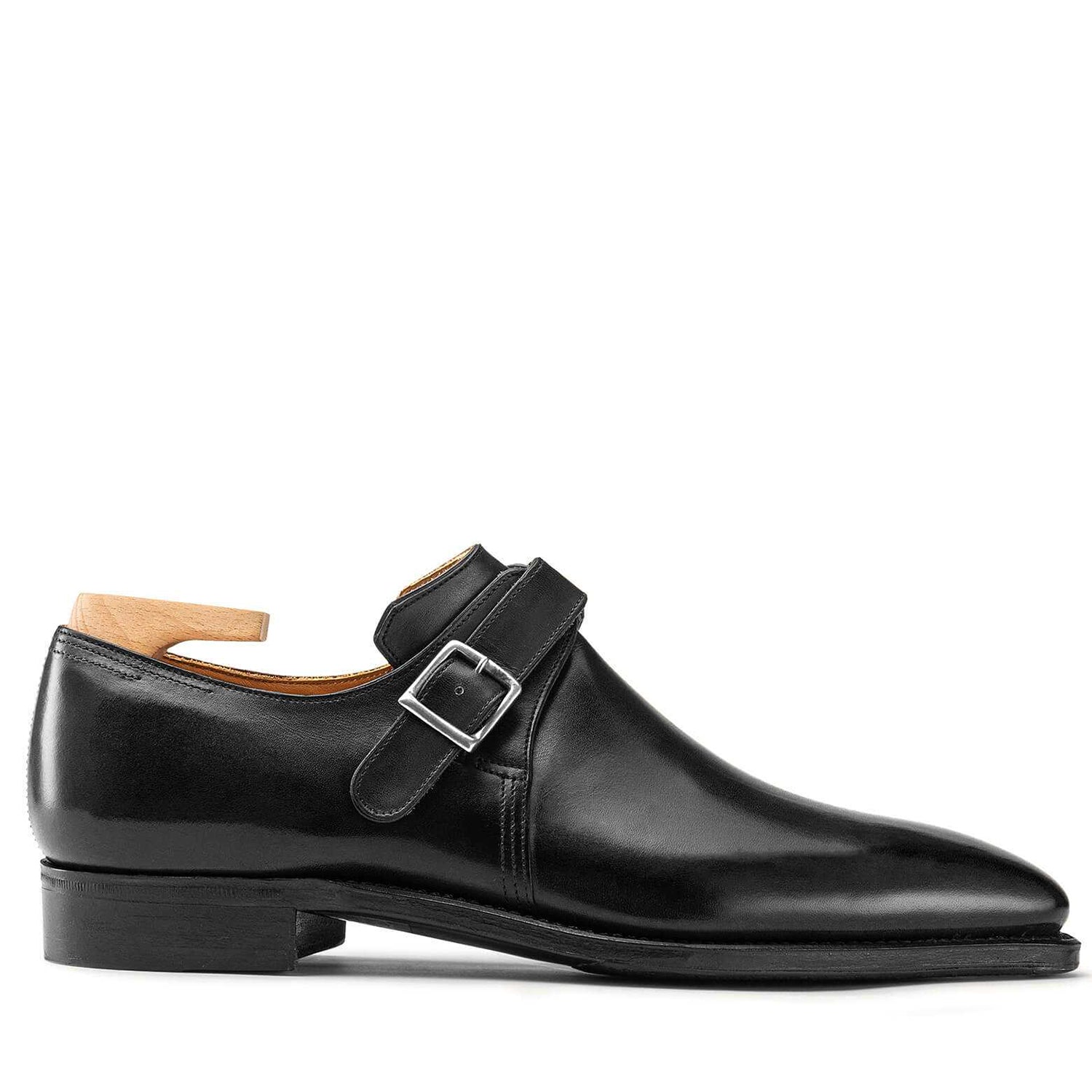 Black Calf Leather Buckle Shoes