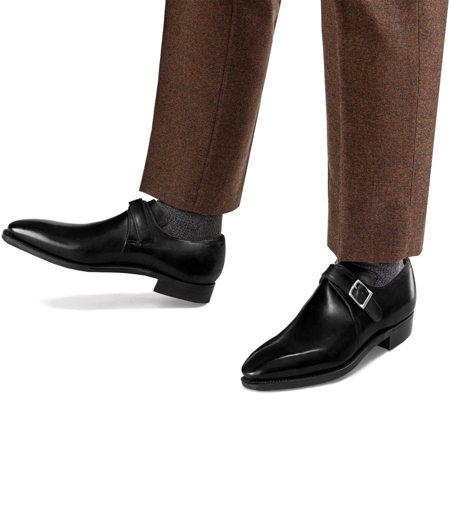 Black Calf Leather Buckle Shoes