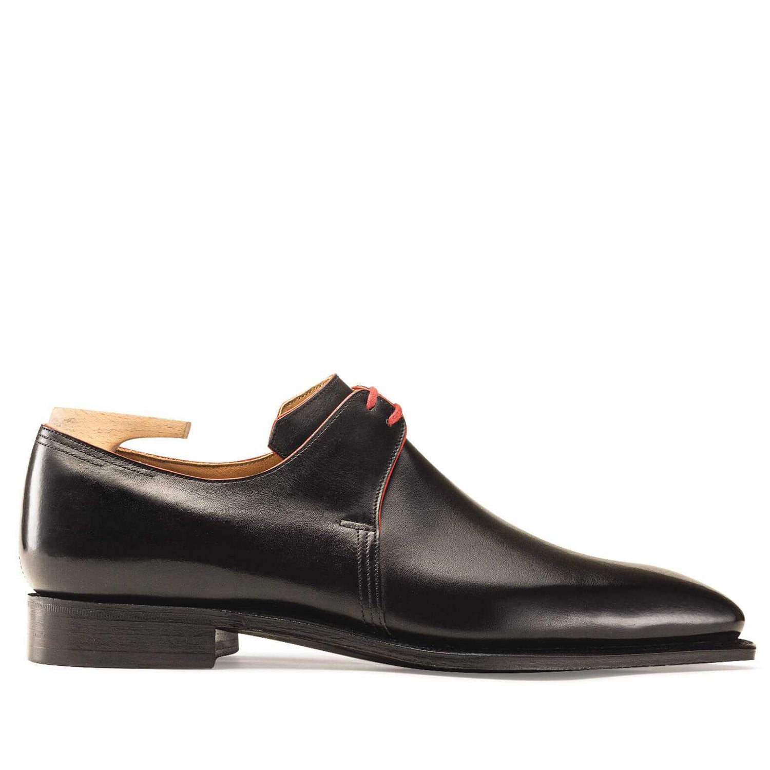 Black Calf Leather Red Laces Shoes