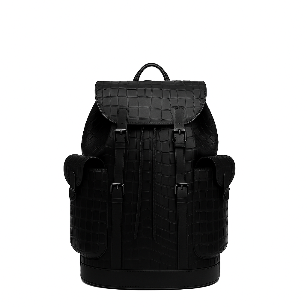 Luxury Brown Croco Leather Backpack