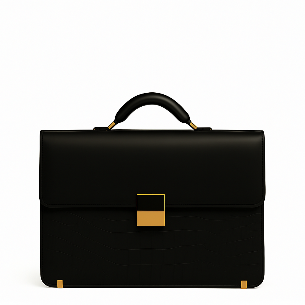 Luxurious Black Crocodile Textured Briefcase