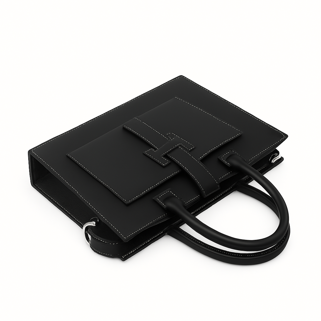 Stylish Italian Black Leather Briefcase Bag