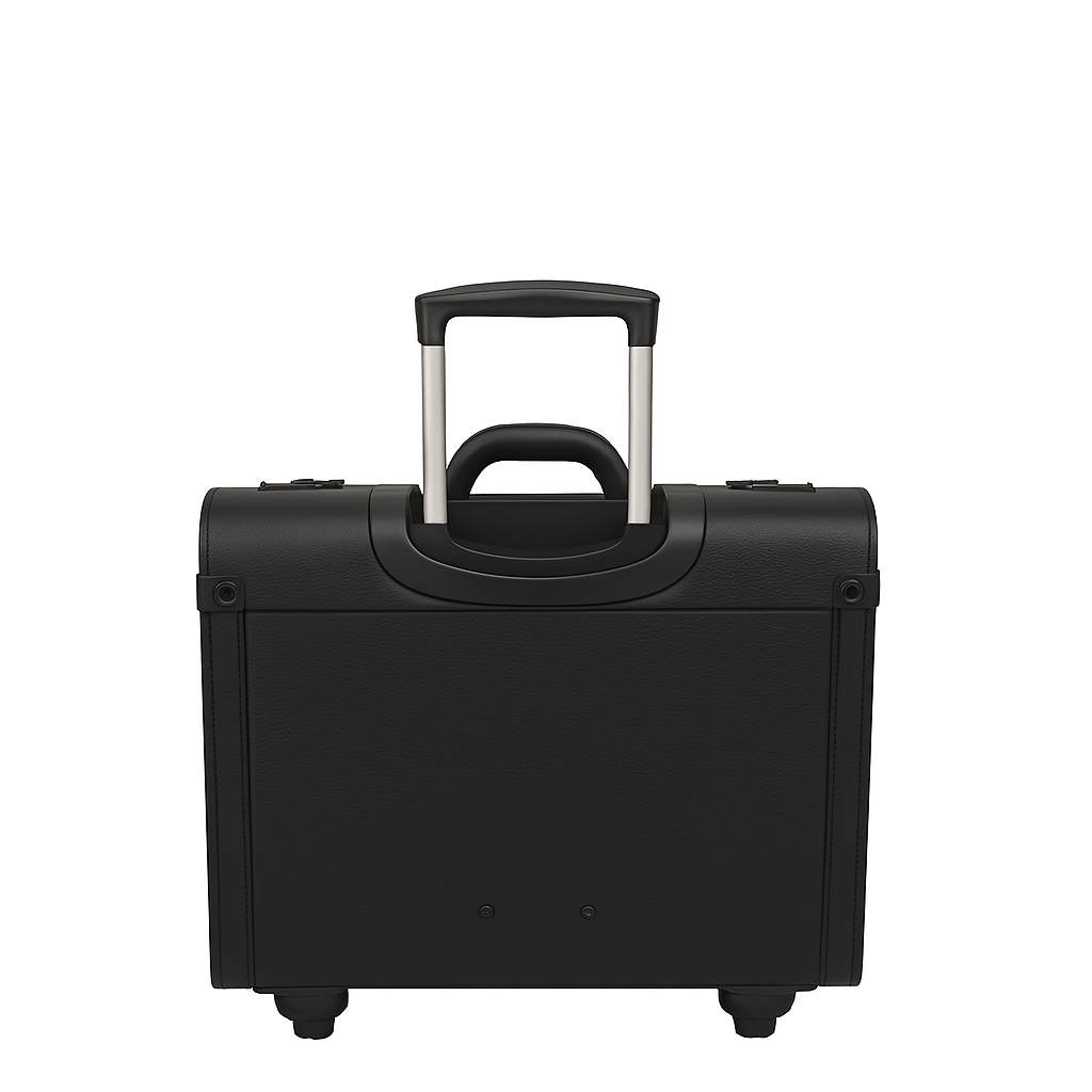 Premium Edition Italian Four Wheel Leather Black Trolley Bag