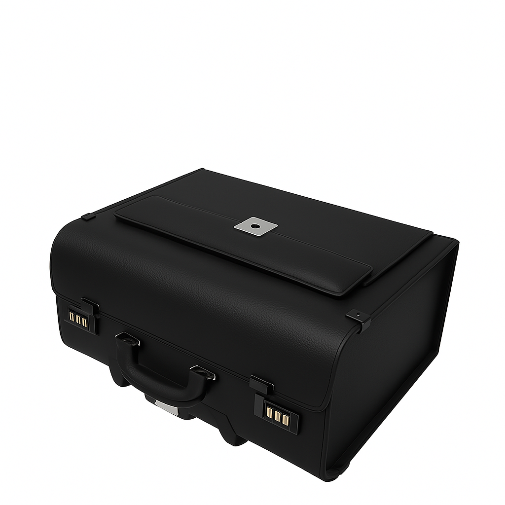 Premium Edition Italian Four Wheel Leather Black Trolley Bag