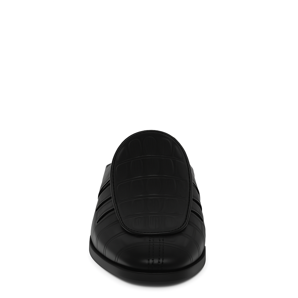 Stylish Croco Leather Mule Brown