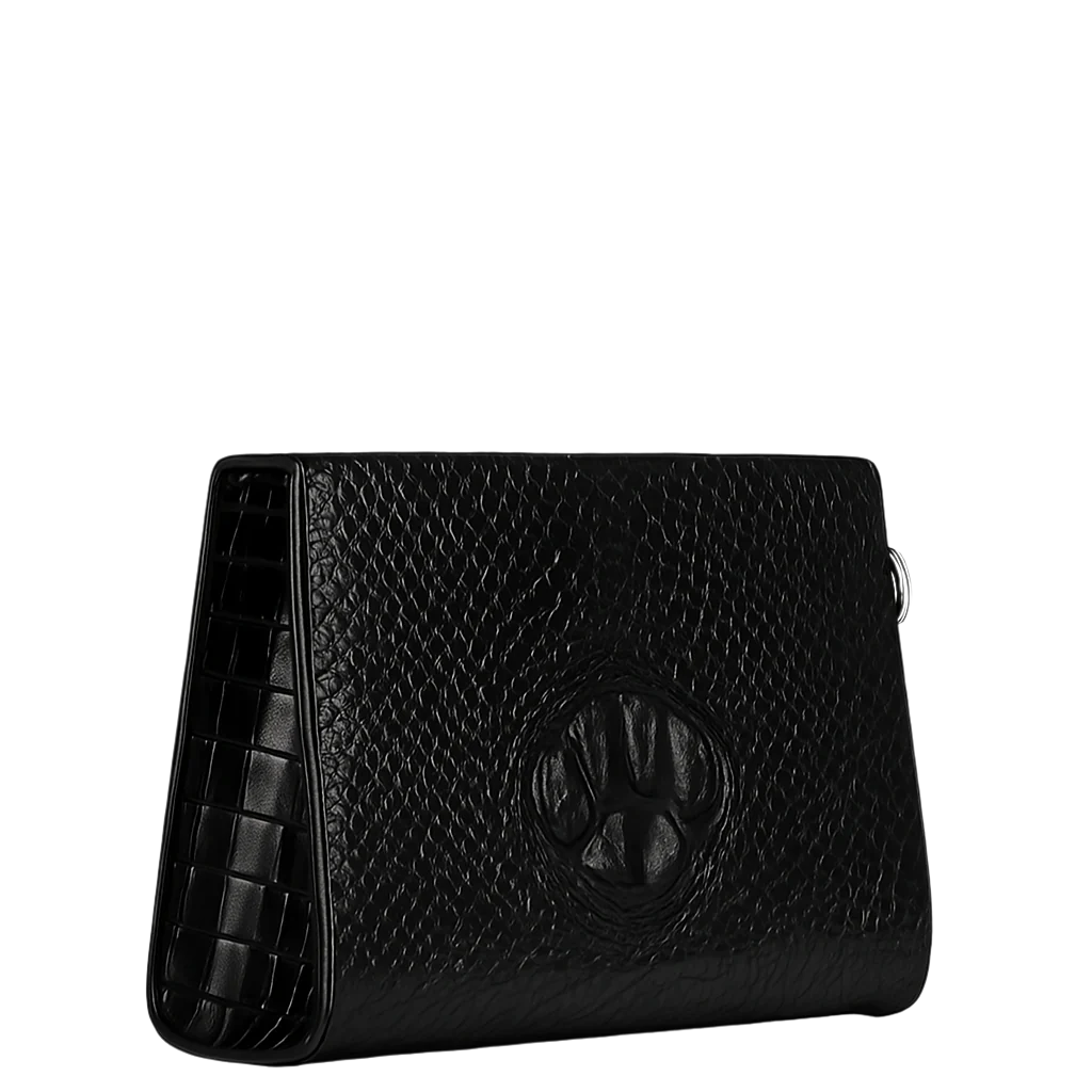 Men's Black Croco Leather Handbag