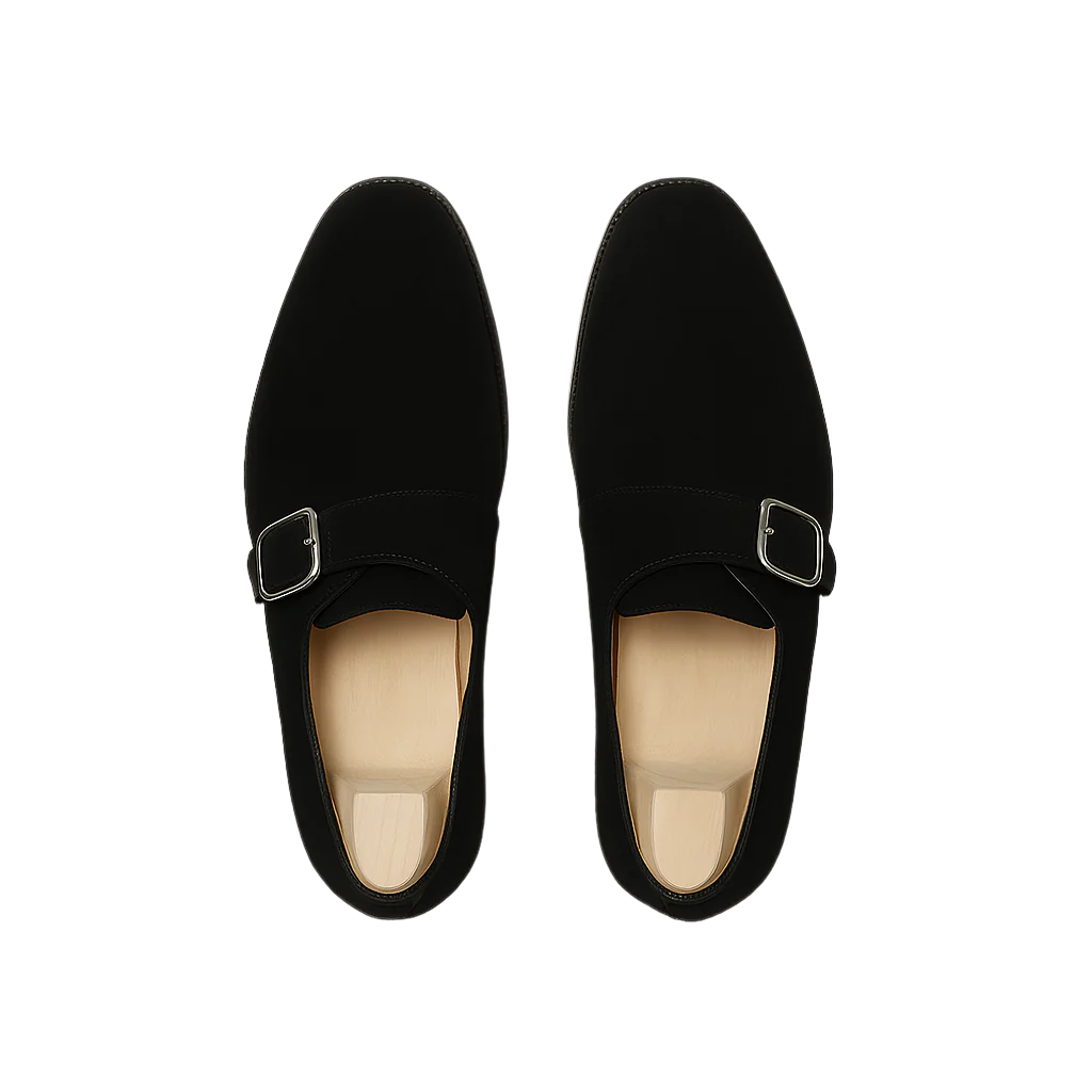 Men's Tan Handcrafted Suede Single-Strap Monk Shoe