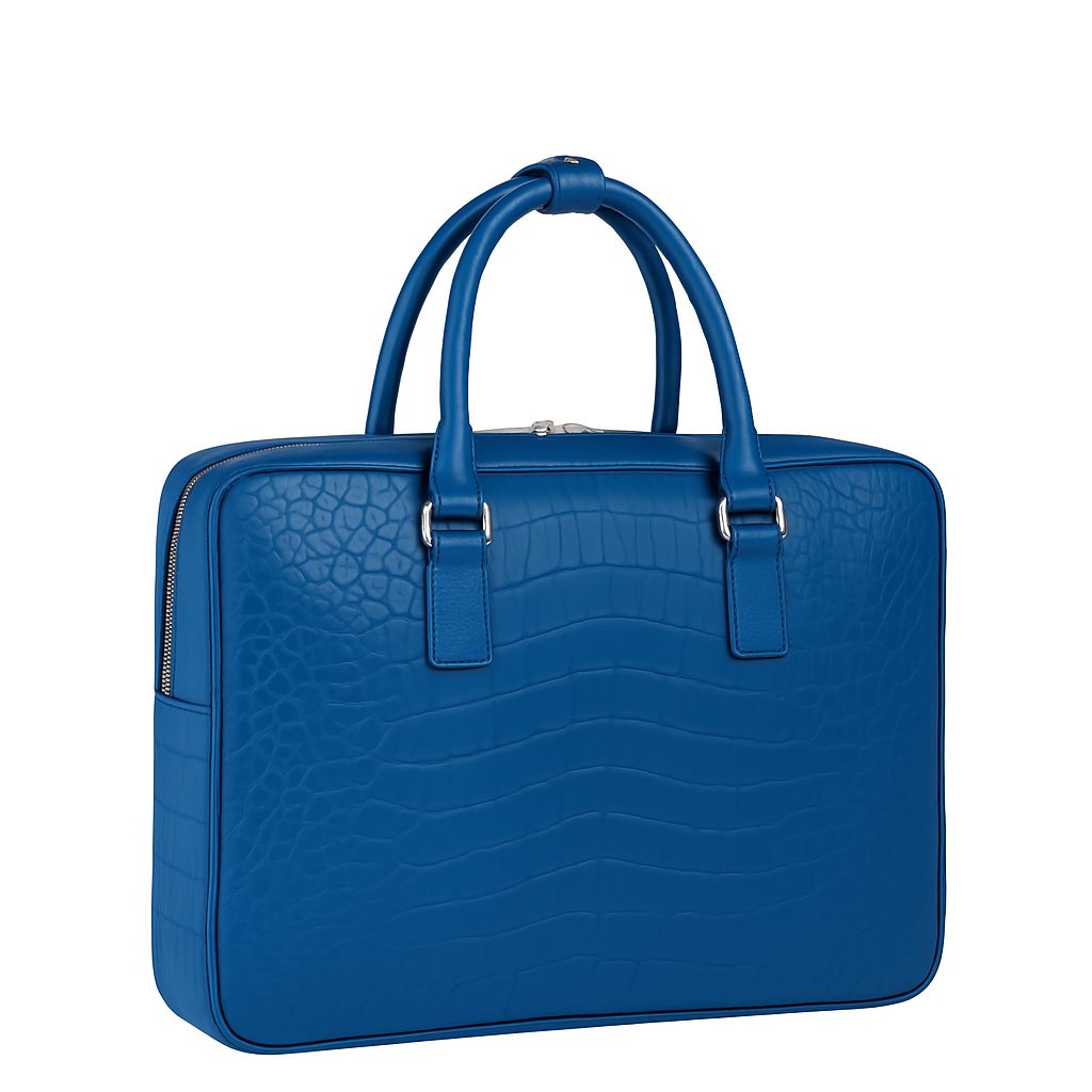 Italian Croco Leather Textured Briefcase Burgundy Edition