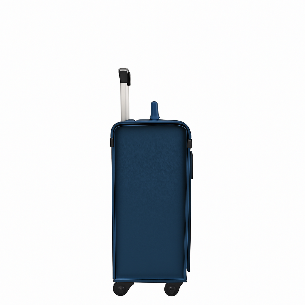 Premium Edition Italian Four Wheel Leather Black Trolley Bag